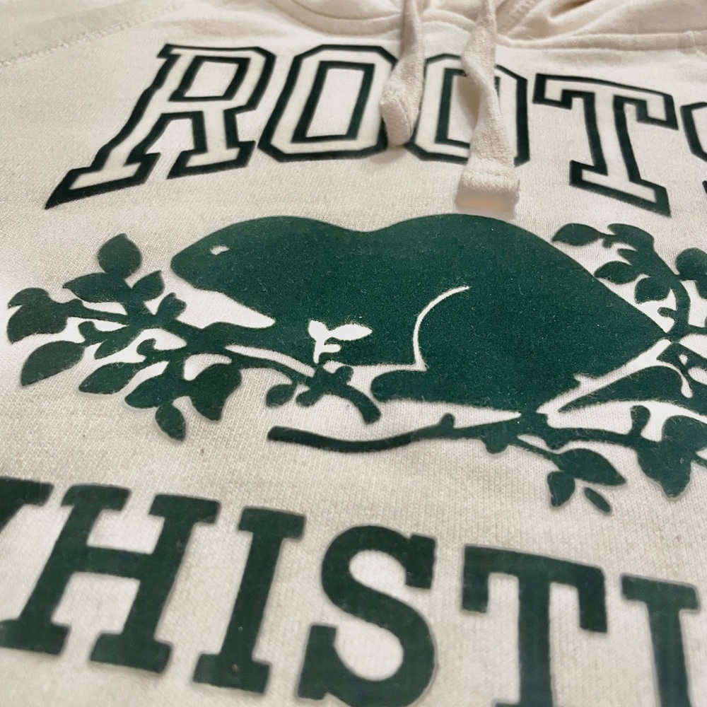 Roots Whistler Canada Hoodie Limited Green Suede Beige - Picture 3 of 5